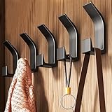 QMAHA Doppelt Kleiderhaken Wand, 5 Stück Garderobenhaken Schwarz, Metall Handtuchhaken Kleiderhaken, Moderne Garderobe Haken Wand, Wandhaken für Türen, Foyers Bad und Flure (Matt Schwarz, 5 Haken)