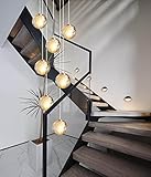 H.W.S LED Pendelleuchte Glas Kristall Hängeleuchte Lüster Dekoratives Kronleuchter Modern Pendellampe für Villa Treppe Wohzimmer Esszimmer Schlafzimmer Innenleuchte Lampe (7-Flamming, Round Plate)