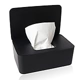 Feuchttüchter Box, Feuchtes Toilettenpapier Box, Feuchttücherbox Schwarz, Feuchttücher Box Baby, Aufbewahrungsbox Kunststoff Feuchttücher Spender mit Deckel für Zuhause und Büro