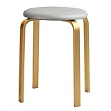 Balama Hocker Gold & Grau stapelbar gepolstert 45 x 31 x 31 cm aus Metall mit verstellbarem Bodengleiter und robustem Kunstleder