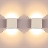 2 Stück LED Wandleuchte Innen, 6W Weiß Wandlampen, Moderne Aluminium Wandleuchten, Wandlampe Oben und Unten, Geeignet für Wohnzimmer Schlafzimmer Flur Treppenhaus Esszimmer Küche, 10×9.7×5cm