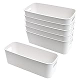 LYLIDIA Aufbewahrungsbox Kunststoff 30 cm 6 Stück Weiß Klein Aufbewahrungskorb Boxen Eng Aufbewahrung Organizer Box Körbe Aufbewahrung für Küchen Badezimmer Regal Kunststoffbox