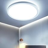 OTREN LED Deckenleuchte Flach, Rund Badlampe Deckenlampen 24W, 2400LM Modern Panel Lampe für Badezimmer Wohnzimmer Schlafzimmer Badezimmer, 6500K, IP44, Ø23CM