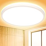 Deckenlampe LED Deckenleuchte Flach Rund - 18W 3000K 1600LM IP44 Modern Warmweiss Led Lampe Badezimmer Badlampe Decke Küchenlampe für Bad Flur Schlafzimmer Wohnzimmer Balkon Treppe Keller Dünn Ø22 CM