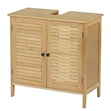 EUGAD Waschbeckenunterschrank Unterschrank Badezimmerschrank Waschtisch Badschrank mit 2 Türe 60 x 30 x 60 cm Bambus