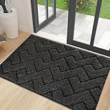 Biscpro Fußmatte Dunkelgrau 60x90cm Innen und Außen Waschbar Fussmatte Wasserdicht Türmatte Rutschfester Schmutzfänger Teppich für Eingang, Haustür, Patio, Flur, Garten