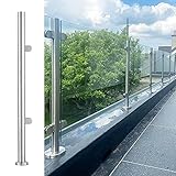 304 Edelstahl Glasgeländerpfosten, 105cm Terrassengeländer mit Glasklemmen für Villen, Balkon, Treppe, Terrasse, Terrassentreppe