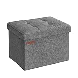 SONGMICS Sitzhocker mit Stauraum, kleine klappbare Sitzbank, 31 x 41 cm Fußbank, Aufbewahrungsbox, bis 130 kg belastbar, für Wohnzimmer Schlafzimmer Schlafsaal, dunkelgrau LSF102G01