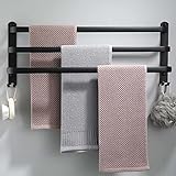 Ruhetfam 80CM Handtuchhalter Ohne Bohren, Handtuchhalter Schwarz, Handtuchhalter Bad, Handtuchhalter Wand Badezimmer Zubehör Set, 80CM Towel Bar Towel Rack Bathroom, Bathroom Accessories Set,